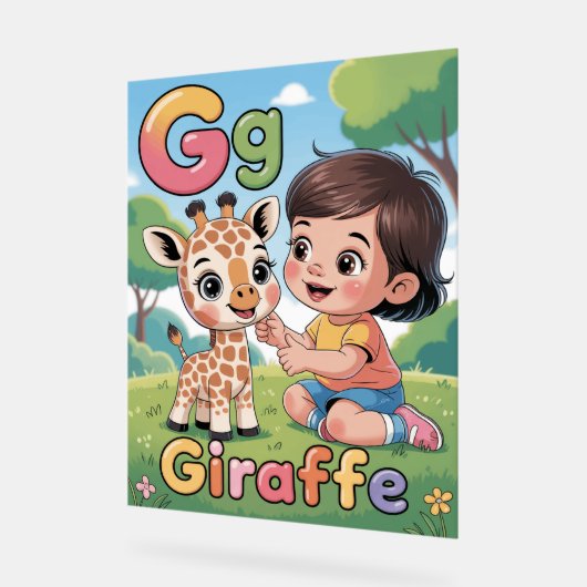 Letter G Alphabet Poster – G is for Giraffe  アクリルサイン (傾斜)