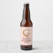 Letter G Gold Monogram Blush Pink Roses ビールラベル (正面)
