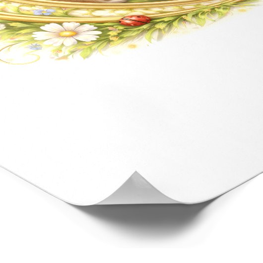 Letter G Gold Spring Nature Monogram Chipmunk Kids ポスター (角)