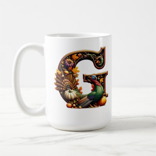 Letter G Thanksgiving style コーヒーマグカップ (左)