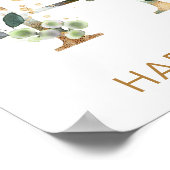 Letter Hモノグラムグリーン&金ゴールドの葉子供部屋 ポスター (角)