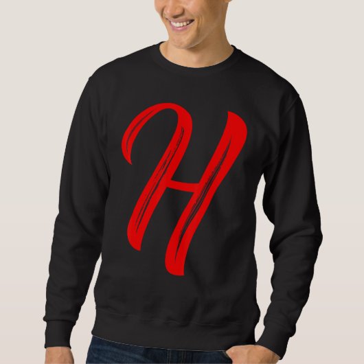 Letter H Alphabet Large Red Graphic Initial スウェットシャツ (正面)