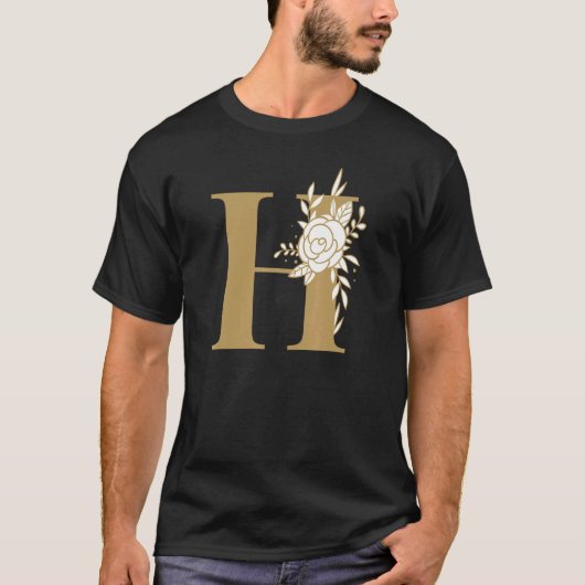 Letter H Alphabet Letters Floral Tシャツ (正面)