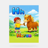 Letter H Alphabet Poster – H is for Horse アクリルサイン (正面)