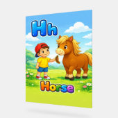 Letter H Alphabet Poster – H is for Horse アクリルサイン (傾斜)