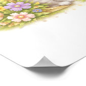 Letter H Gold Spring Nature Monogram Kitten Kids ポスター (角)