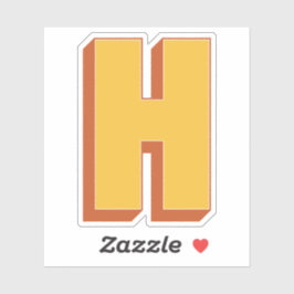 Letter H Monogram, Bold 3D Type Font Initial  シール