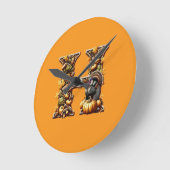 Letter H Thanksgiving gift style ラウンド壁時計 (傾斜)