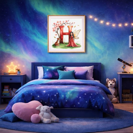 Letter H Tiger Fairy Poster - Alphabet Art ポスター