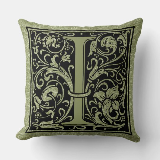 Letter iの最初の文字のモノグラム クッション (正面)