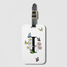 Letter Iフローラバタフライモノグラムイニシャル ラゲッジタグ