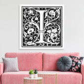 Letter I中世モノグラムアールヌーボー キャンバスプリント (インサイチュ (リビング))