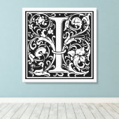 Letter I中世モノグラムアールヌーボー キャンバスプリント (インサイチュ (ウッドフロア))