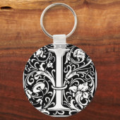 Letter I中世モノグラムアールヌーボー キーホルダー (正面)