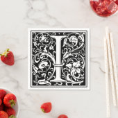 Letter I中世モノグラムアールヌーボー スタンダードカクテルナプキン (インサイチュ)