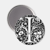 Letter I中世モノグラムアールヌーボー マグネット (正面/裏面)