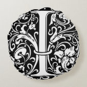 Letter I中世モノグラムアールヌーボー ラウンドクッション (裏面)