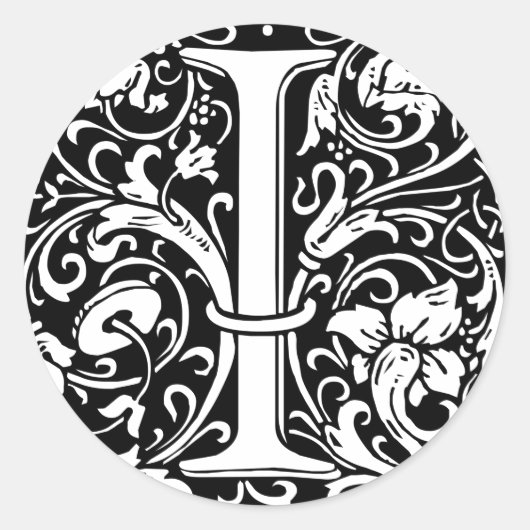 Letter I中世モノグラムアールヌーボー ラウンドシール (正面)