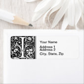 Letter I中世モノグラムアールヌーボー ラベル (インサイチュ)