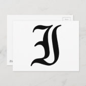 Letter I旧英語文字背景（白） ポストカード (正面/裏面)