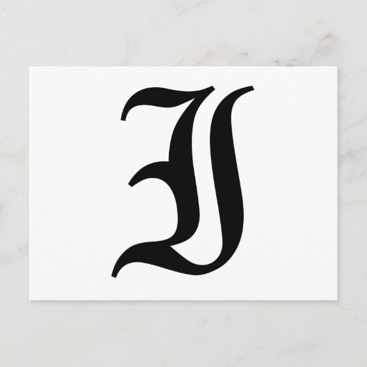 Letter I旧英語文字背景（白） ポストカード (正面)