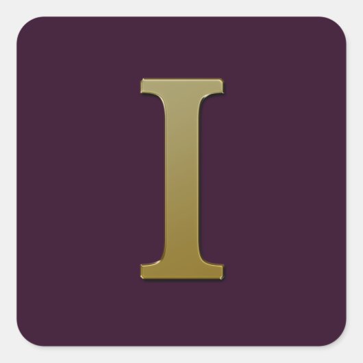 Letter I金ゴールドスクエアステッカー スクエアシール (正面)