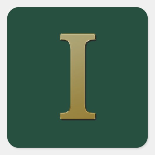 Letter I金ゴールドスクエアステッカー スクエアシール (正面)