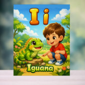 Letter I Alphabet Poster – I is for Iguana アクリルサイン (ニュートラル)