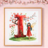 Letter I Cherry Blossom Fairy Poster - Fairy Art  ポスター