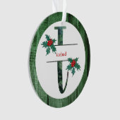 *~* Letter I Christmas PHOTO 素朴 Wood AP44 オーナメント (正面)