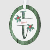 *~* Letter I Christmas PHOTO 素朴 Wood AP44 オーナメント (正面)