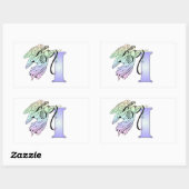 Letter I guardian angelモノグラムアルファベットイニシャル 長方形シール (シート)