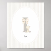 Letter I Nursery Wall Art - Custom Baby Name Print ポスター (正面)