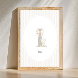 Letter I Nursery Wall Art - Custom Baby Name Print ポスター