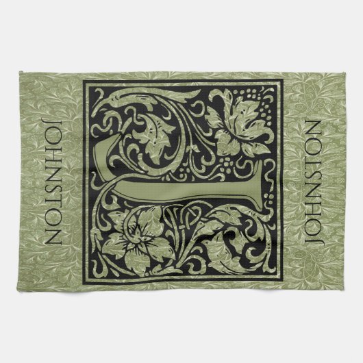 Letter jの最初の文字モノグラパーソナライズされたム キッチンタオル (横)