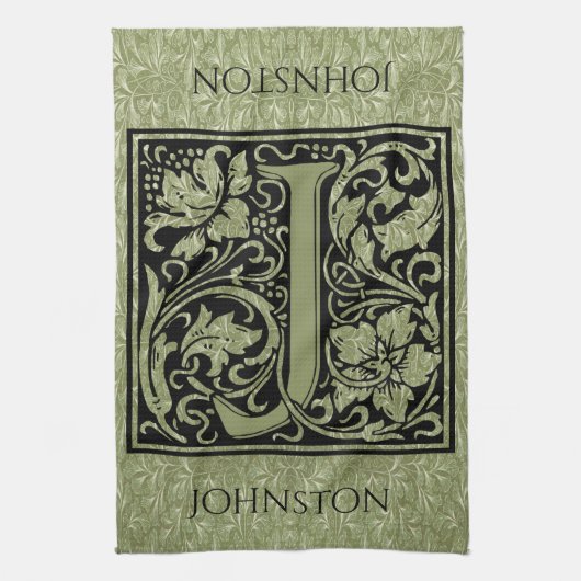 Letter jの最初の文字モノグラパーソナライズされたム キッチンタオル (縦)