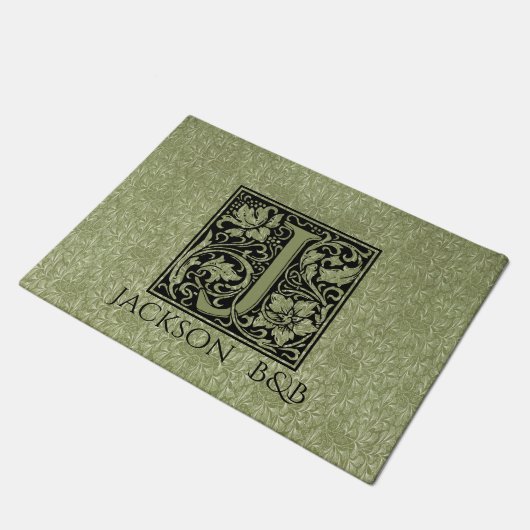 Letter jの最初の文字モノグラパーソナライズされたム ドアマット (アングル)