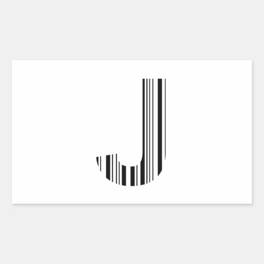 LETTER Jバーコード最初のイニシャルバーコードパターン 長方形シール (正面)