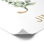 Letter Jモノグラムグリーン&金ゴールドの葉子供部屋 ポスター (角)