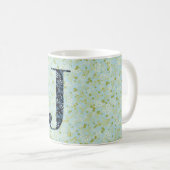 Letter J薄緑と青の自由 コーヒーマグカップ (正面右)