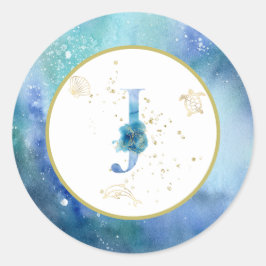 *~* LETTER J -ビーチ航海の封筒ステッカー ラウンドシール