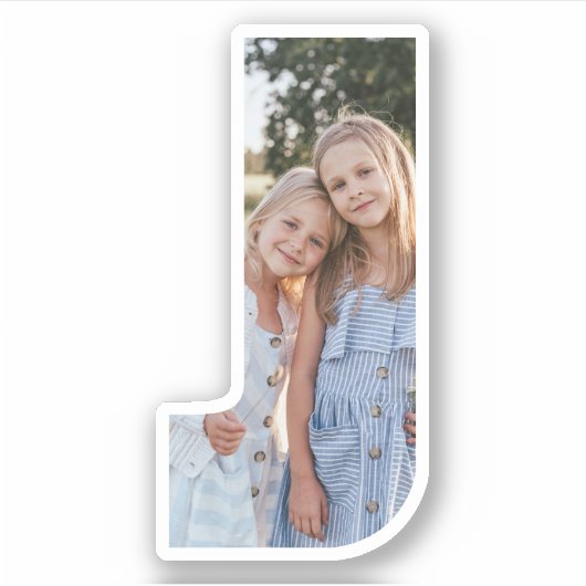 Letter J Alphabet & Photo Custom-Cut Vinyl Sticker シール (正面)