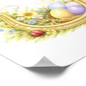 Letter J Gold Spring Nature Monogram Owl Kids ポスター (角)