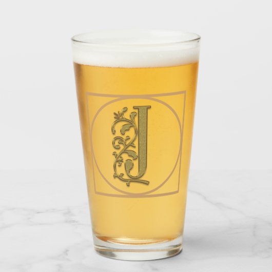 LETTER J MONOGRAM美しい結婚ホームギフト タンブラーグラス (ドリンク正面)