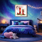 Letter J Rooster Cherry Blossom Fairy Poster Art ポスター