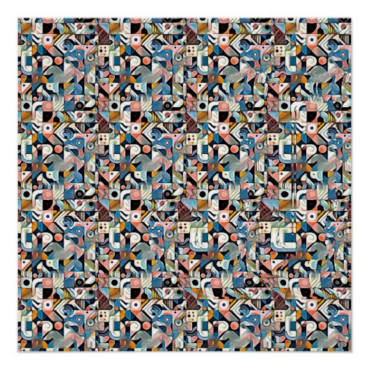 LETTER J STEREOGRAM 20"x20", Semi-Gloss, No Frame ポスター (正面)