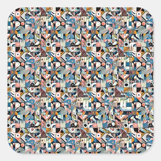 Letter J Stereogram, Set of 6, Large 3x3 スクエアシール (正面)