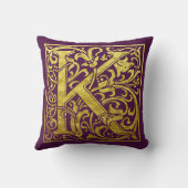 Letter kの先頭文字の金ゴールドと紫 クッション (裏面)