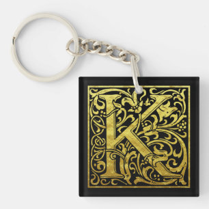 Letter kの先頭文字の金ゴールドと黒 キーホルダー