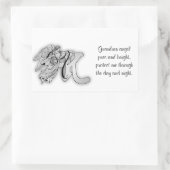 Letter Kエンジェルモノグラムイニシャル 長方形シール (バッグ)